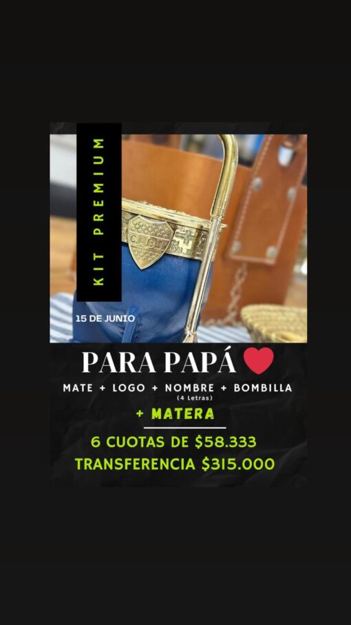 Kit PREMIUM Dia del Padre para PAPA - Mate+Logo+Nombre+Bombilla +Matera