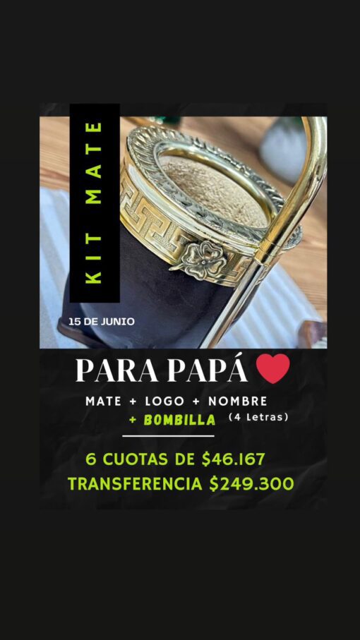 Kit Mate Dia del Padre Para PAPA- Mate+Logo+nombre+Bombilla